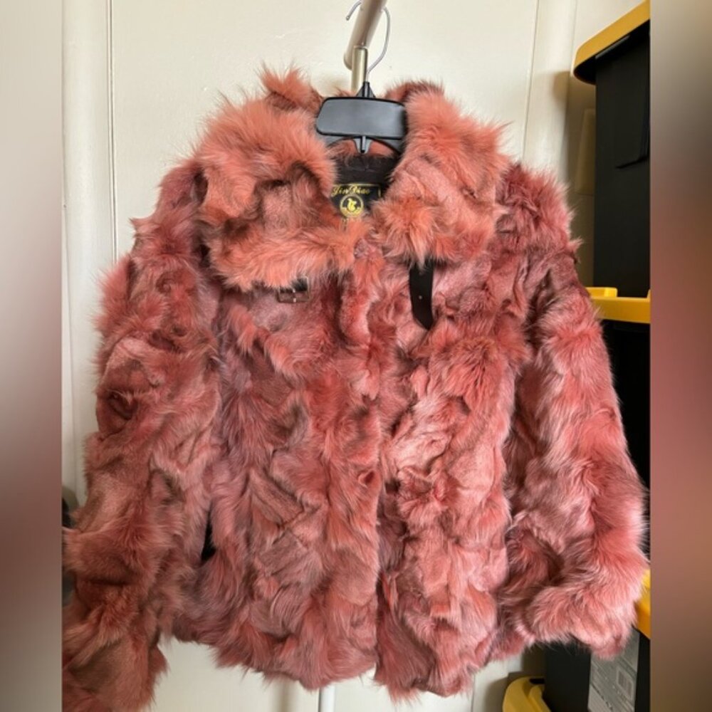 NWT Genuine Pink Fox Fur Coat Only One Available
